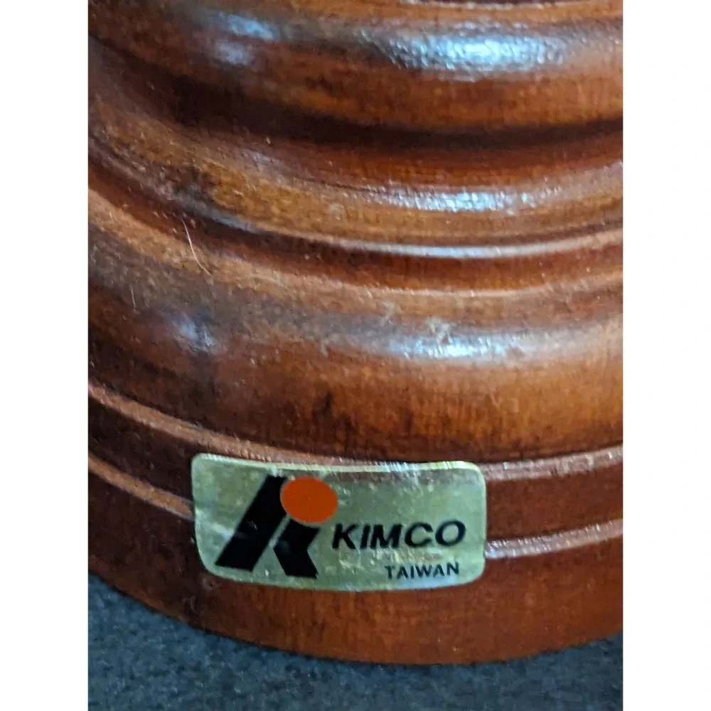 Vintage Kimco Wood Salt‎ Shaker and Pepper Mill Set Dark Brown Taiwan Hand Crank
